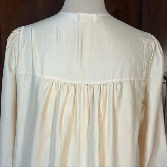 Vintage Cream Nightgown with Pink Floral Lace Yoke - Picture 9 of 13